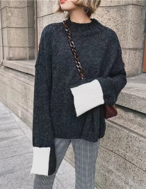 Trendy Black Round Neckline Design Long Sleeves Sweater