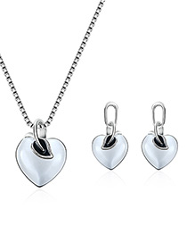 Fashion Silver Color Heart Shape Design Pure Color Jewelry Sets