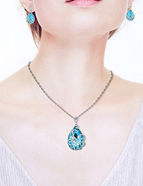 Fashion Blue Flower &diamond Decorated Jewelry Sets