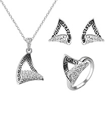 Fashion Silver Color Geometric Shape Design Hollow Out Jewelry Sets