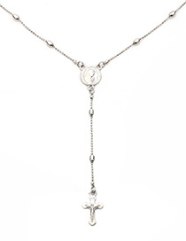 Trendy Silver Color Cross Shape Pendant Decorated Necklace