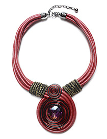 Exaggerated Red Diamond Decorated Hand-woven Necklace