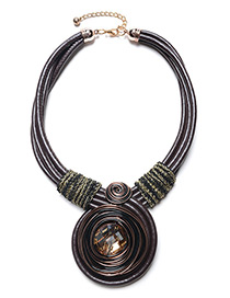 Exaggerated Brown Diamond Decorated Hand-woven Necklace