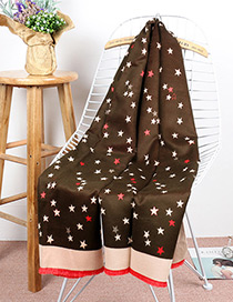 Trendy Olive Stars Pattern Decorated Dual Use Scarf