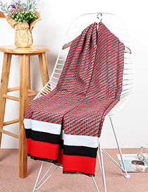 Trendy Red+gray Wave Pattern Ecorated Thicken Dual Use Scarf