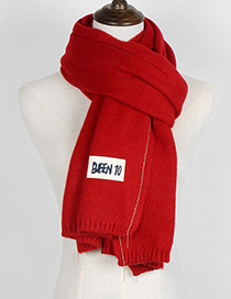 Trendy Red Letter Pattern Decorated Knitting Thicken Scarf