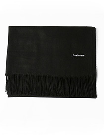 Trendy Black Tassel Decorated Pure Color Scarf
