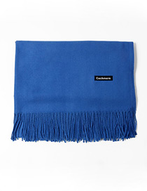 Trendy Sapphire Blue Tassel Decorated Pure Color Scarf