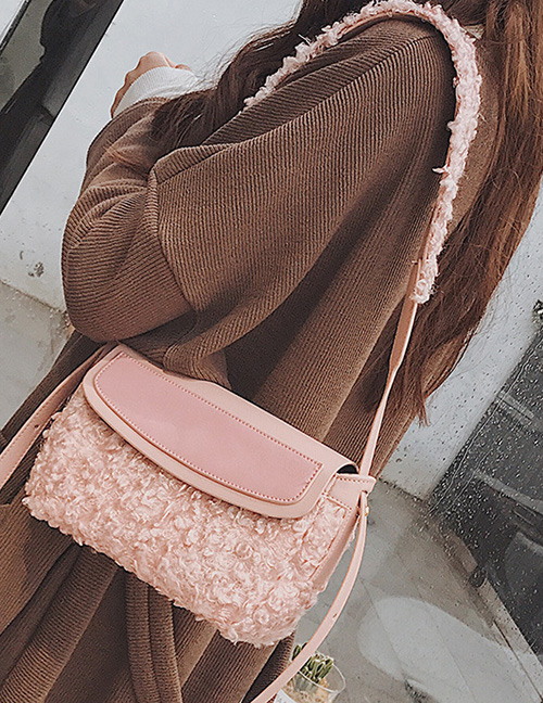 Trendy Pink Pure Color Decorated Shoulder Bag