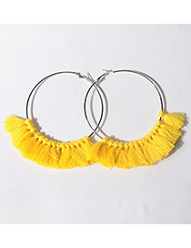Bohemia Yellow Round Shape Decorated Tassel Earrings