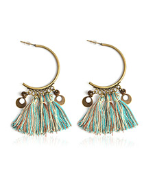 Bohemia Multi-color Round Shape Decorated Tassel Earrings