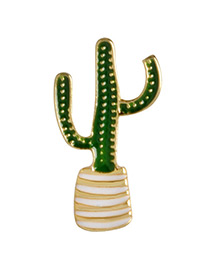 Fashion Green Cactus Shape Decorated Brooch