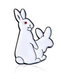 Lovely White Rabbit Shape Decorated Brooch