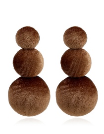 Retro Khaki Round Shape Decorated Long Earrings