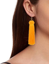 Fashion Yellow Pure Color Decorated Long Earrings