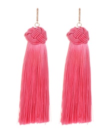 Fashion Pink Pure Color Decorated Long Earrings