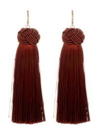 Fashion Brown Pure Color Decorated Long Earrings