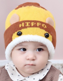Lovely Yellow Fuzzy Ball Decorated Child Plus Cashmere Cap(0-2 Yesrs Old )