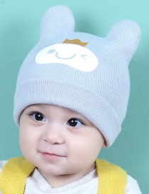Lovely Gray Smiling Face Pattern Decorated Child Thin Cap(0-2 Yesrs Old )