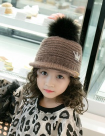 Lovely Coffee Crown&fuzzy Ball Decorated Child Cap(3-7 Yesrs Old )