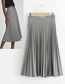 Fashion Gray Grid Pattern Decorated Simple Skirt