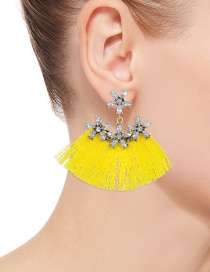 Fashion Yellow Flower Decorated Tassel Earrings