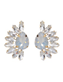 Fashion White Oval Shape Diamond Decorated Earrings