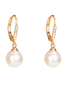Fashion Gold Color Pearls&diamond Decorated Earrings