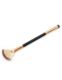 Trendy Gray+coffee Sector Shape Decorated Makeup Brush