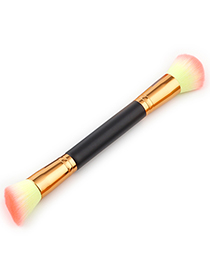 Trendy Yellow+pink Oblique Shape Decorated Makeup Brush