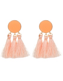 Bohemia Light Orange Pure Color Decorated Tassel Earrings
