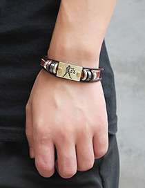 Personality Brown Libra Decorated Multilayer Bracelet