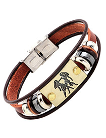 Personality Brown Gemini Decorated Multilayer Bracelet