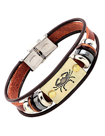 Personality Brown Cancer Decorated Multilayer Bracelet
