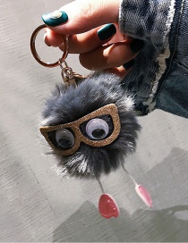 Cute Gray Sunglasses Decorated Key Chain