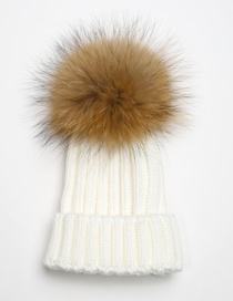 Lovely White Fuzzy Ball Decorated Children Hat (2-10 Age )