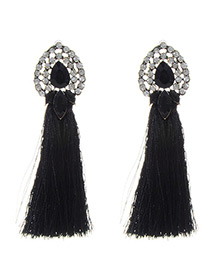Bohemia Black Oval Shape Decorated Earrings