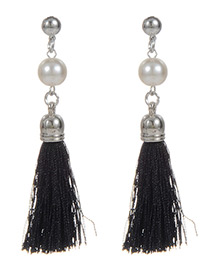 Bohemia Black Tassel Decorated Earrings