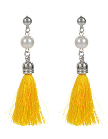 Bohemia Yellow Tassel Decorated Earrings