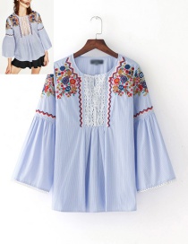Lovely Blue Lace Decorated Blouse