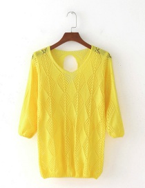 Elegant Yellow Hollow Out Design Blouse