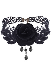 Vintage Black Rose Shape Decoratedlace Choker