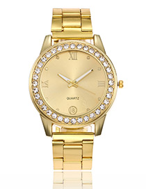 Fashion Gold Color Diamond Decorated Watch