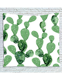 Fashion Green+white Cactus Pattern Decorated Blanket