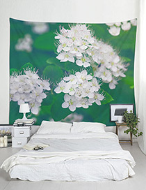 Fashion Green+white Flower Pattern Decorated Blanket