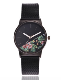 Fashion Green Flower Shape Decorated Watch