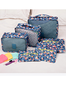Fashion Blue Flower Pattern Decorated Storage Bag (6 Pcs)