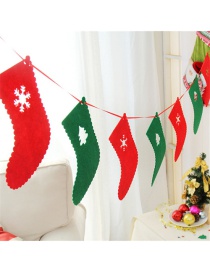 Fashion Red+green Snowflake Pattern Decorated Sock Shape Christmas Ornaments(8pcs)
