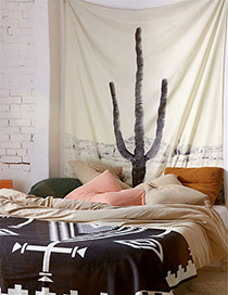 Fashion White Cactus Pattern Decorated Blanket