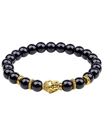 Fashion Gold Color+black Buddha Head Shape Decorated Bracelet